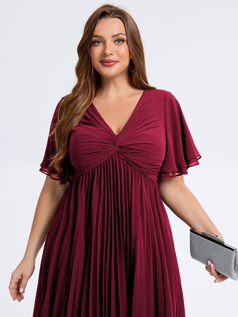 pretty TALIENNE|Plus Size Pleated Midi Wedding Guest Dress