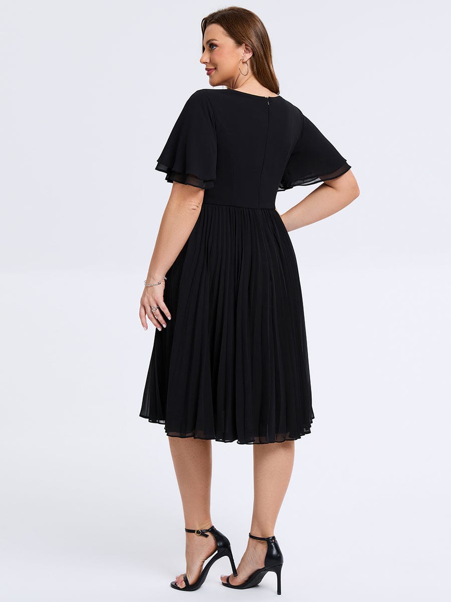 pretty TALIENNE|Plus Size Pleated Midi Wedding Guest Dress
