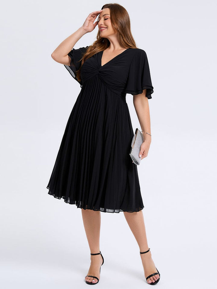 pretty TALIENNE|Plus Size Pleated Midi Wedding Guest Dress