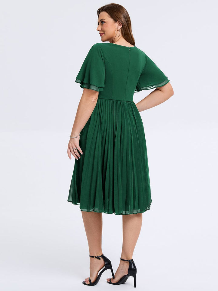 pretty TALIENNE|Plus Size Pleated Midi Wedding Guest Dress