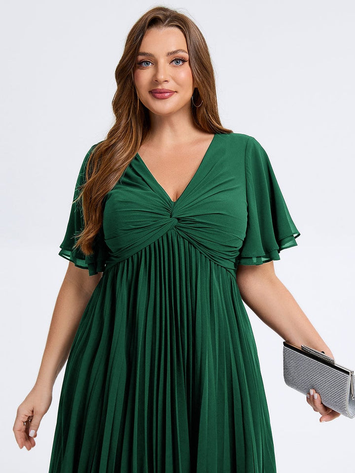 pretty TALIENNE|Plus Size Pleated Midi Wedding Guest Dress