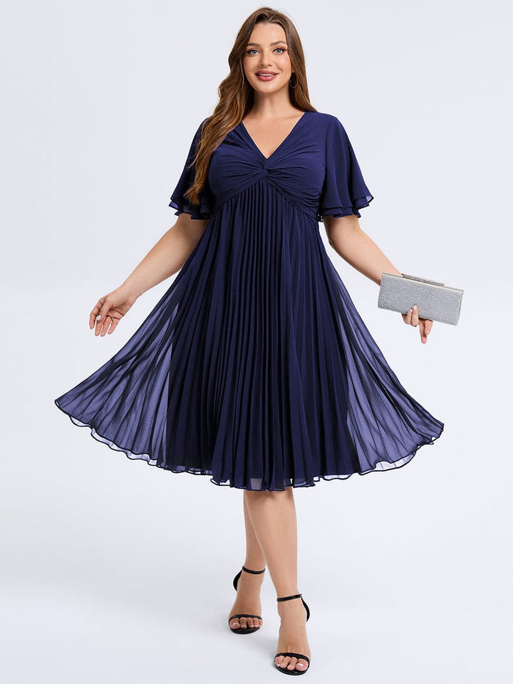 pretty TALIENNE|Plus Size Pleated Midi Wedding Guest Dress