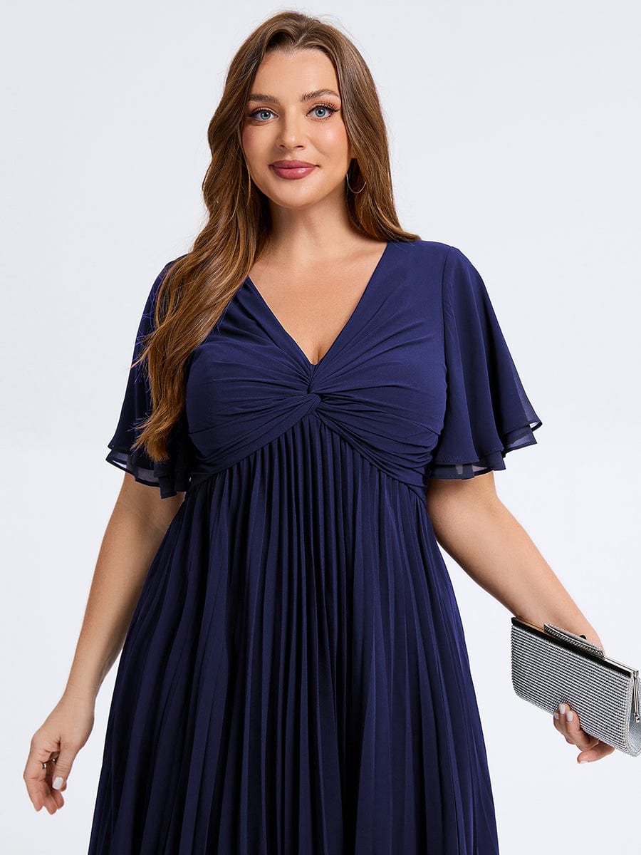 pretty TALIENNE|Plus Size Pleated Midi Wedding Guest Dress