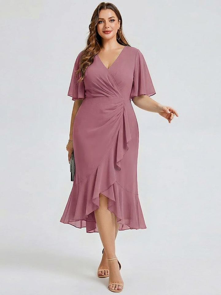 pretty FLORENCIA|Plus Size Floral Chiffon Wedding Guest Dress
