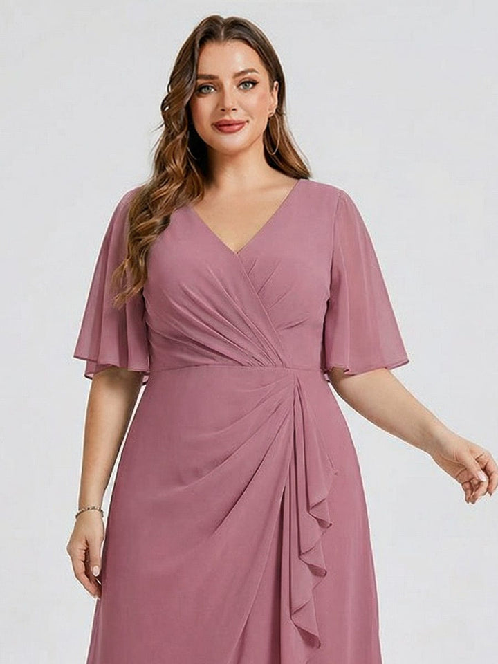 pretty FLORENCIA|Plus Size Floral Chiffon Wedding Guest Dress