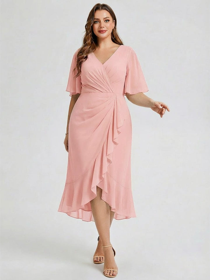 pretty FLORENCIA|Plus Size Floral Chiffon Wedding Guest Dress
