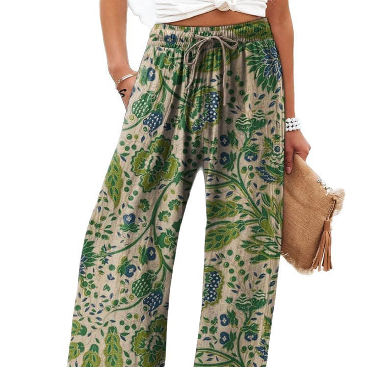 Floral Wide Leg Pants Lightweight High Waist Comfort