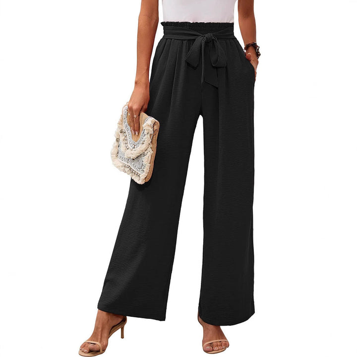 High Waist Wide Leg Pants Women Soft Tie Waist
