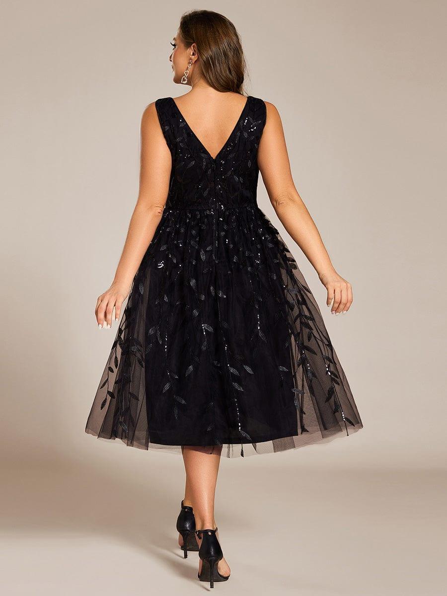 pretty ROUX|Plus Size Sleeveless Sequin A-Line Midi Wedding Guest Dress（Final Sale）