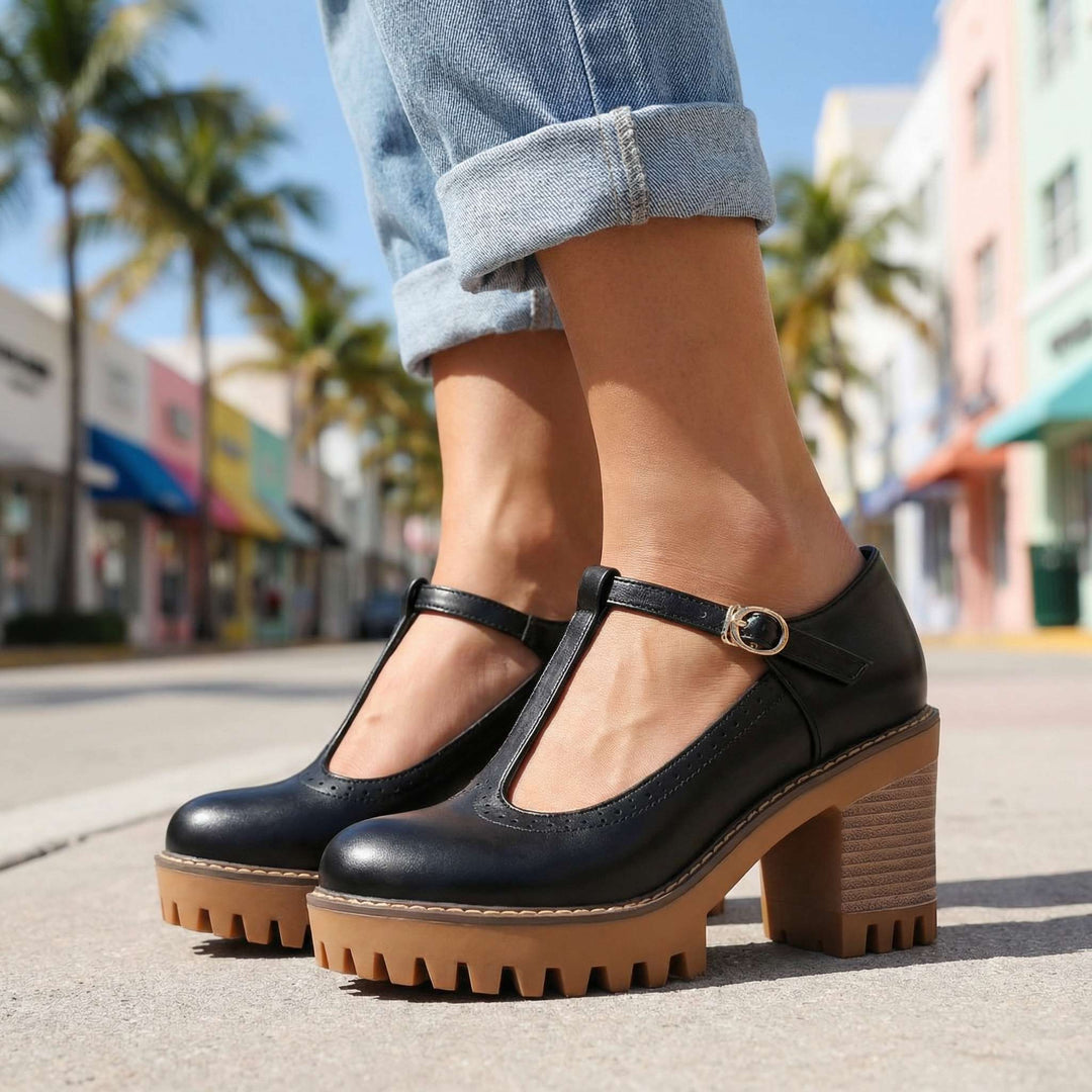 Jasmine Classic T‑Strap Mary Jane Heels