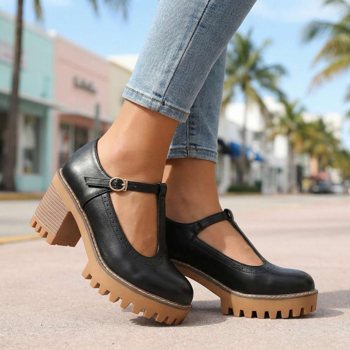 Jasmine Classic T‑Strap Mary Jane Heels