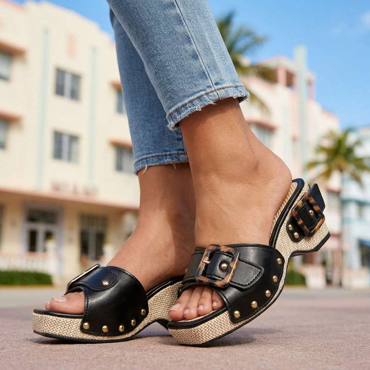 Evelina Women's Buckle Slide Sandals