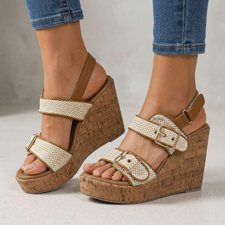 Vanessa Wedge Sandals with Buckle Strap