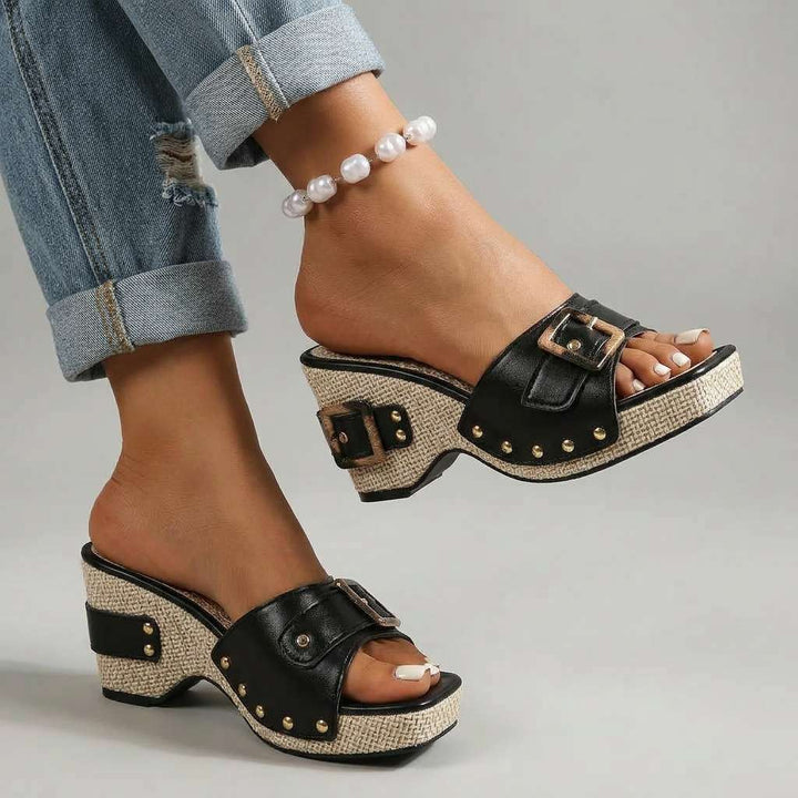 Evelina Women's Buckle Slide Sandals