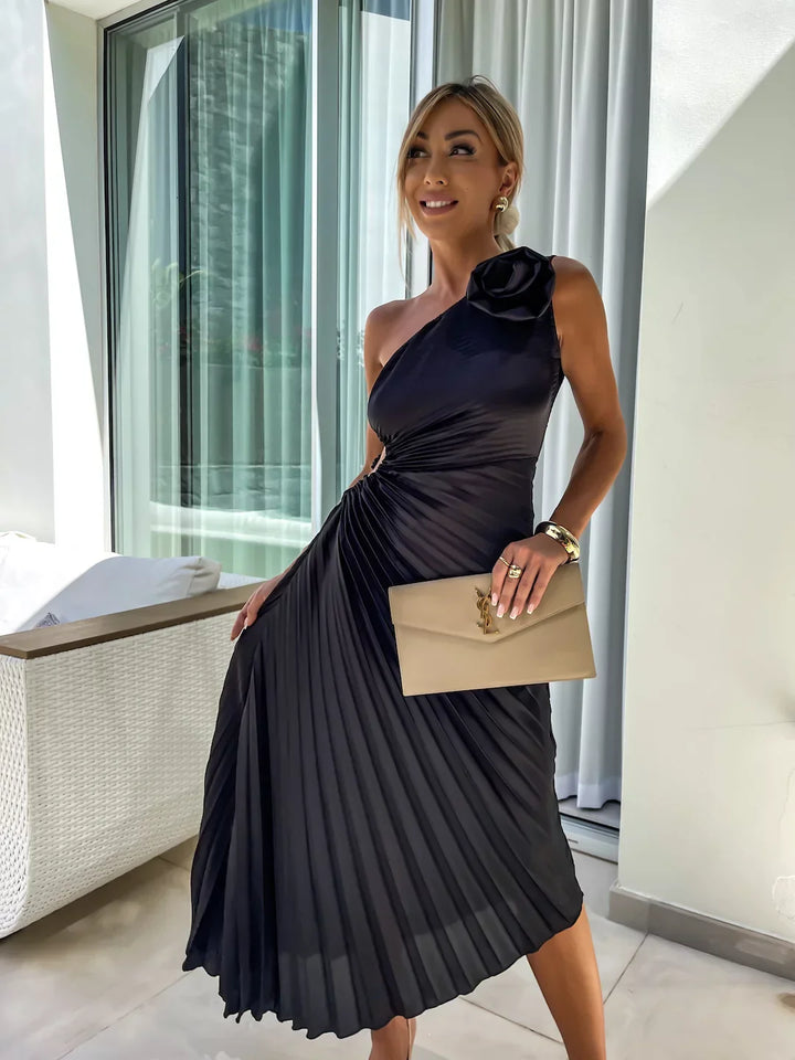 Dariella | Romantic Flower One Shoulder Dress