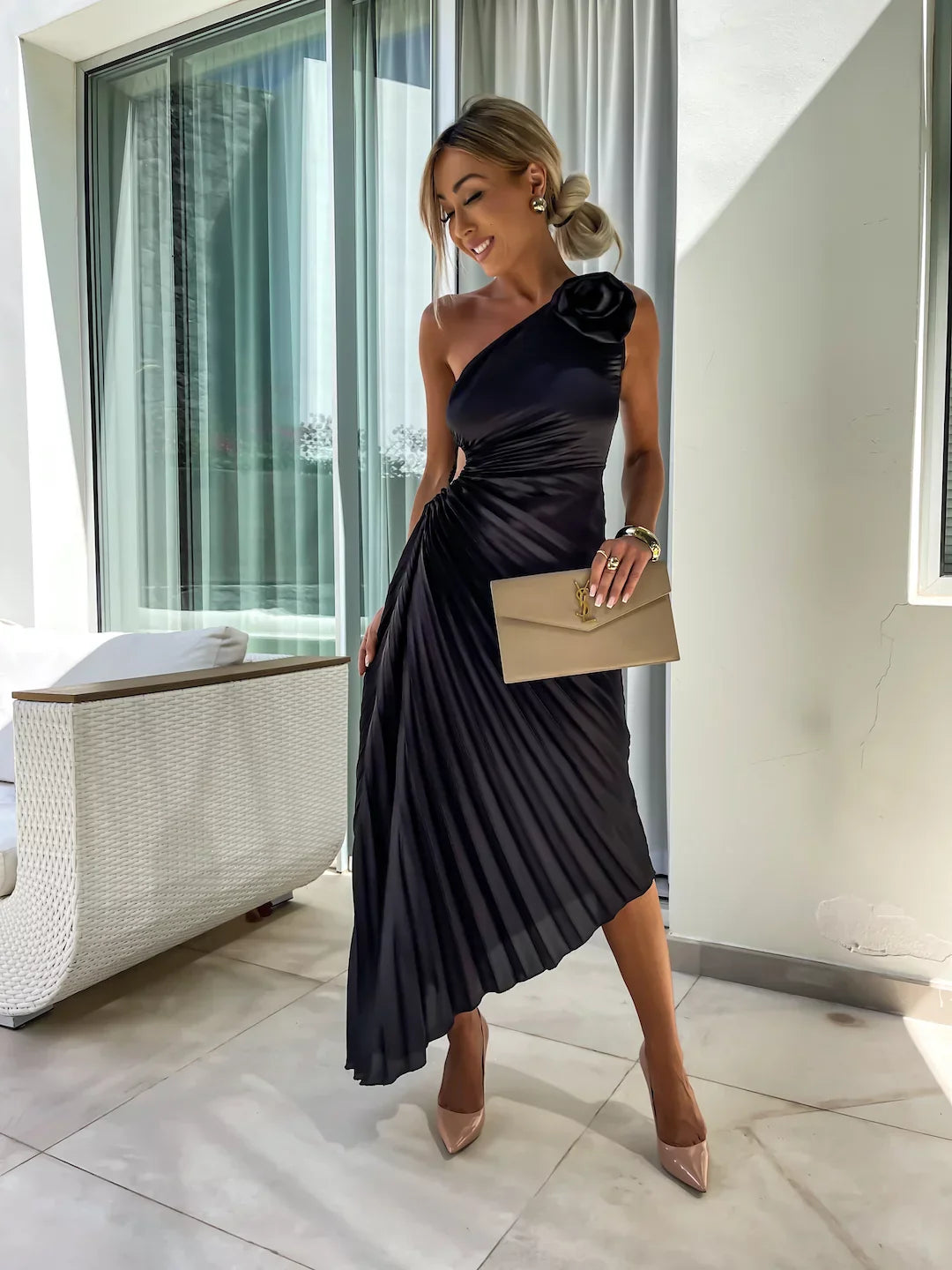 Dariella | Romantic Flower One Shoulder Dress