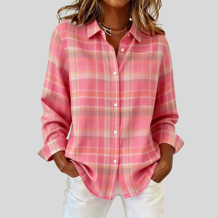 Kaylee | Women's Casual Retro Pink Plaid Shirt